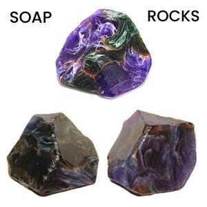 SOAP ROCKS NWT Lot 2 Azurite Malachite Realistic Purple Green Mineral Rock Soap